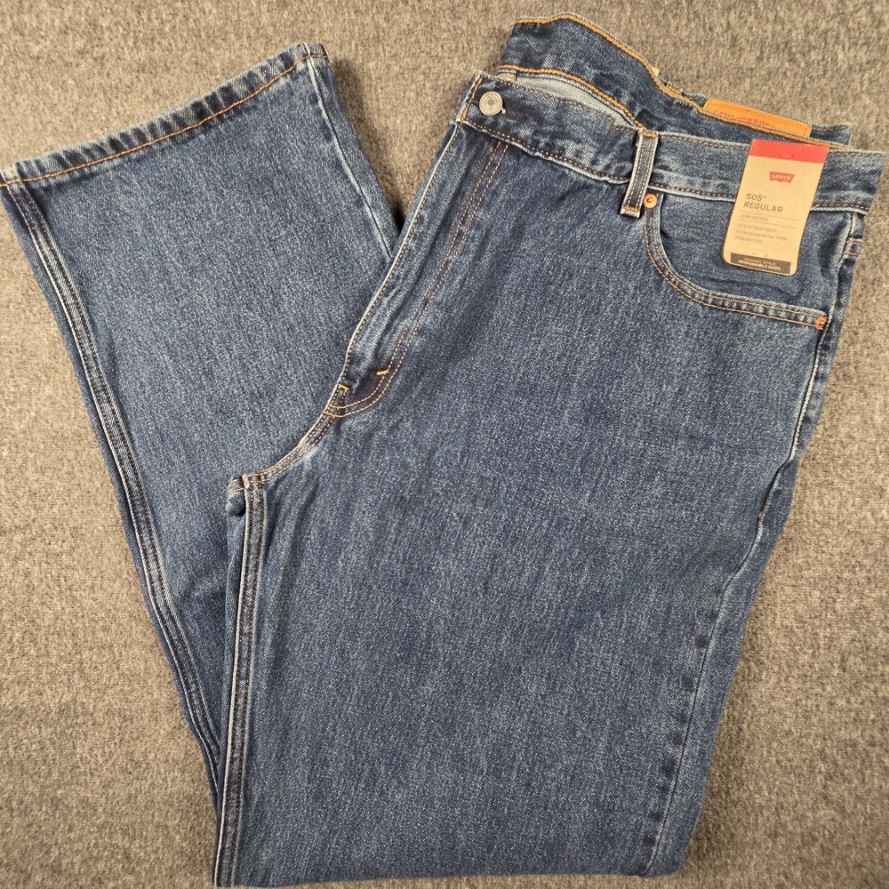 Levi’s 505 Jeans Mens 48x36 Big And Tall Blue Denim Straight Leg Medium Wash NWT